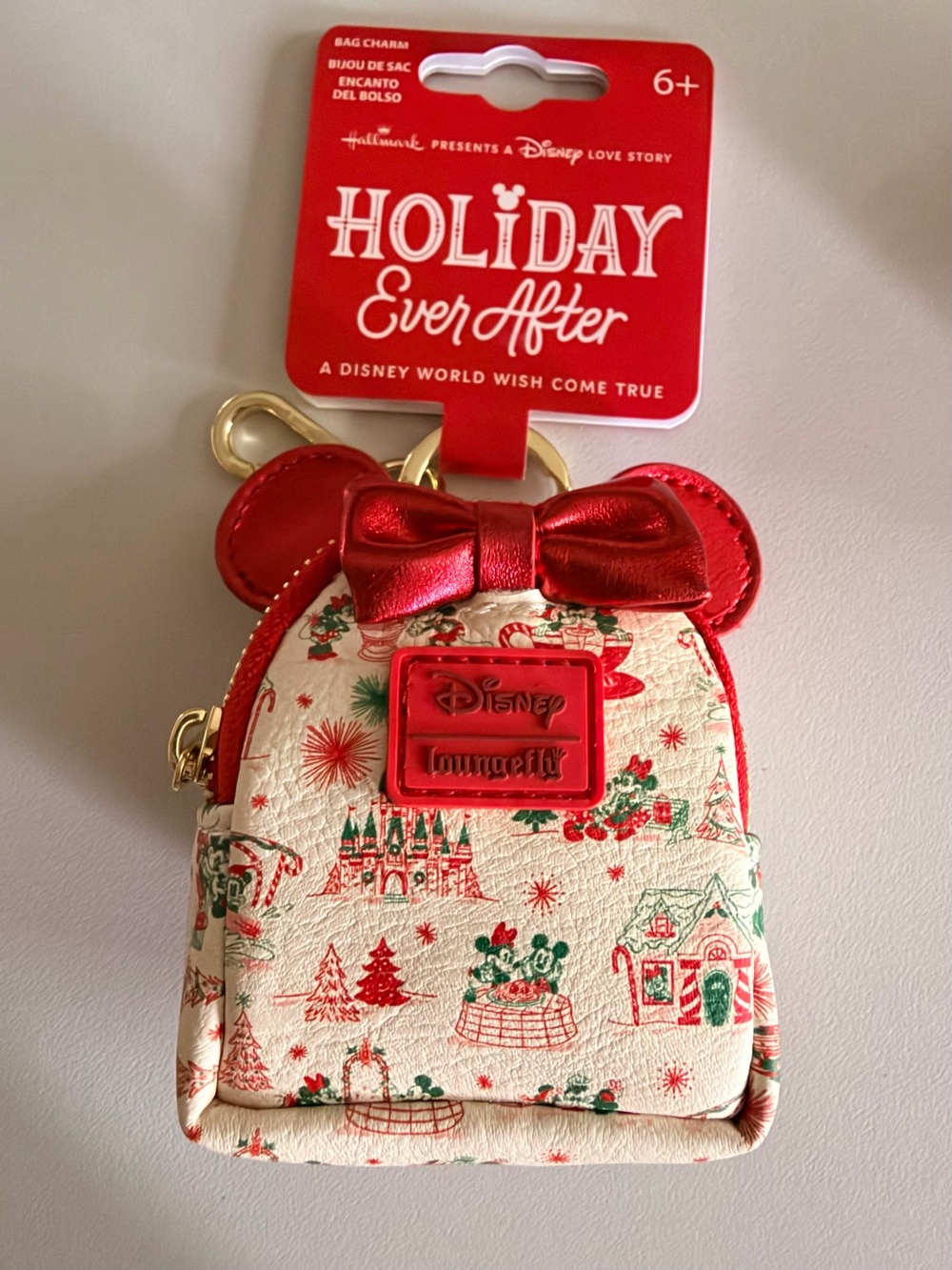 NEW Disney Loungefly Hallmark Holiday Ever After Mini Backpack Charm